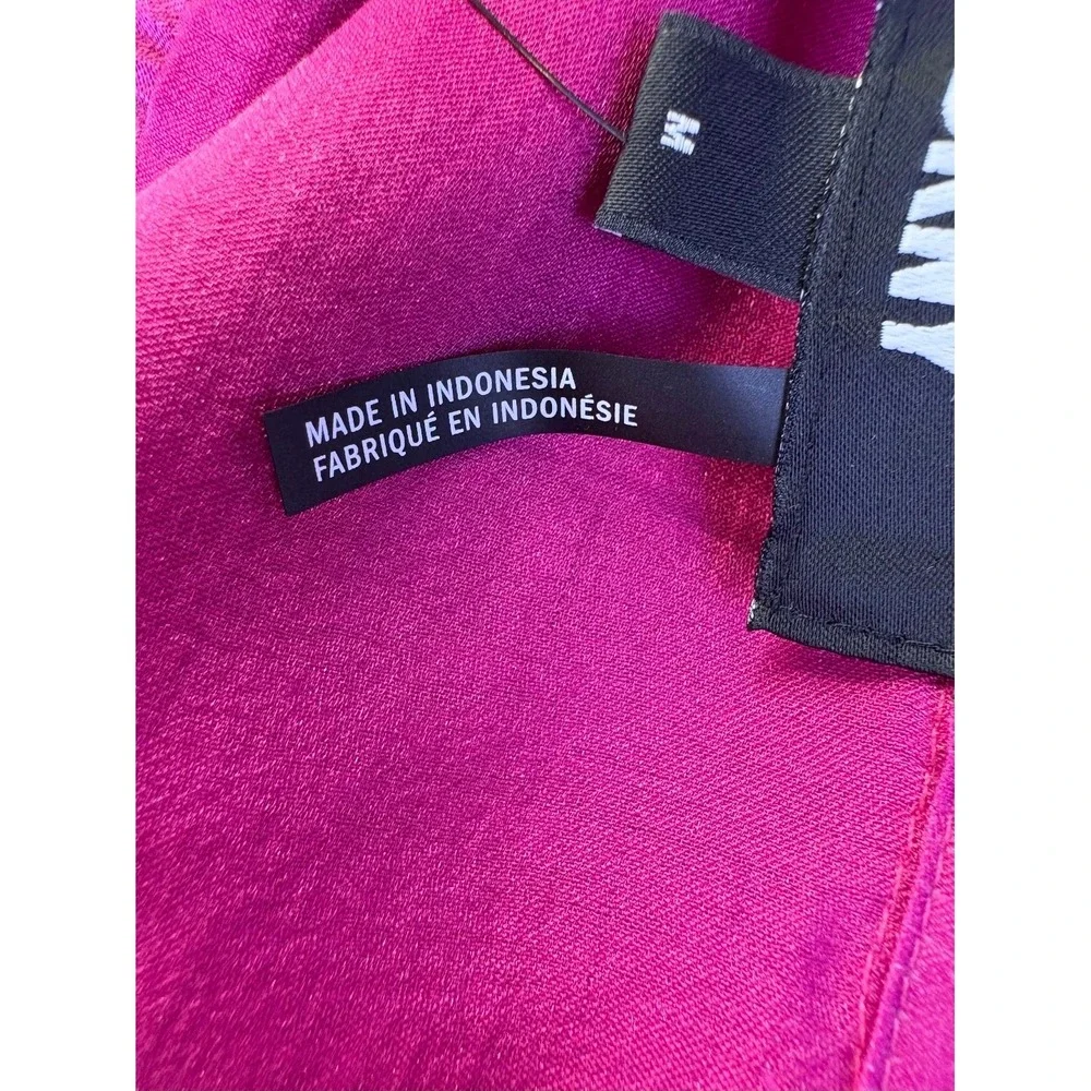 DKNY Womens Magenta Pink Short Sleeve Button Down Textured Shirt Size M NEW